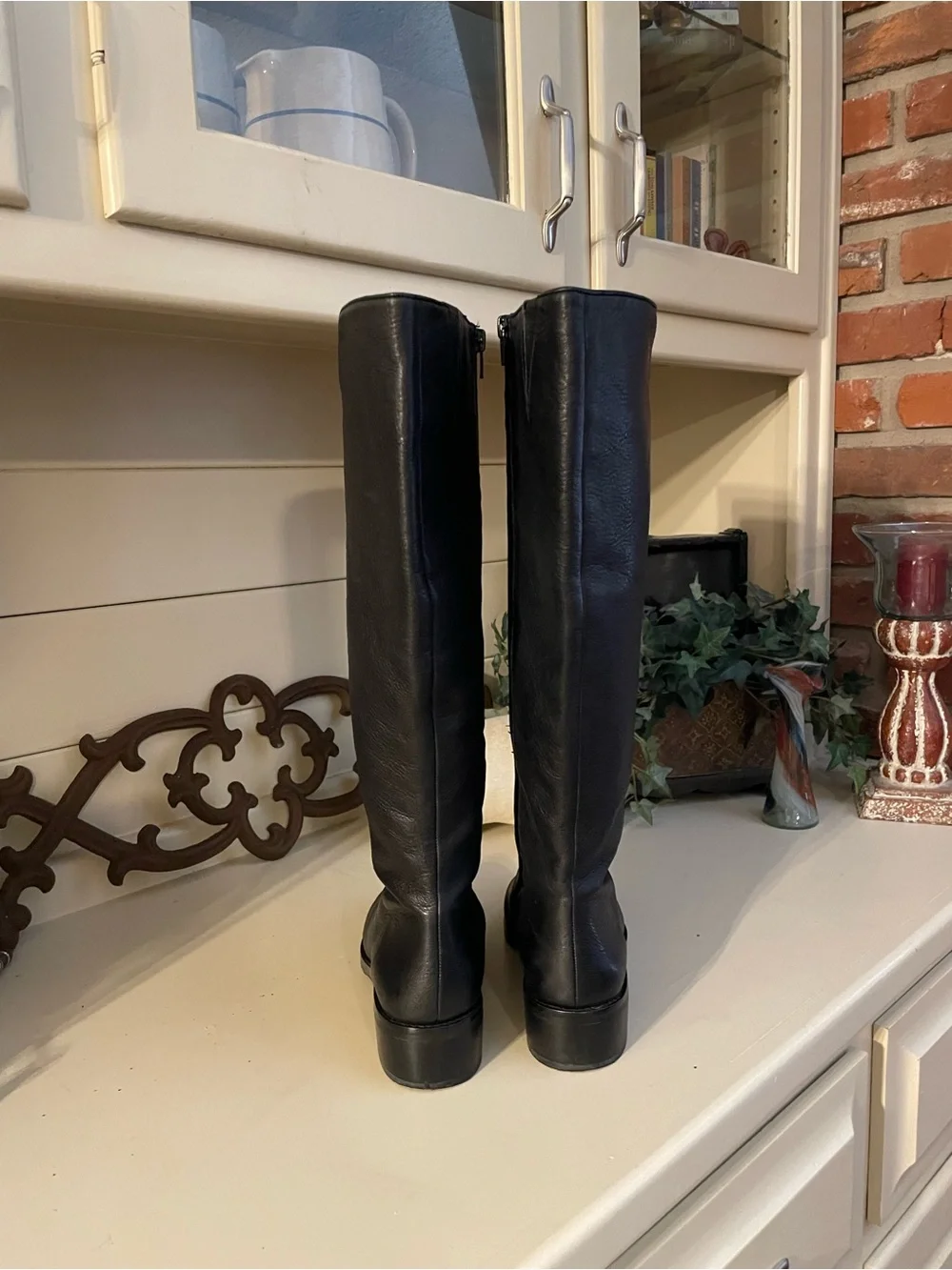 Lands’ End Black Leather Tall Riding Boots Women’s Size 8 Classic Equestrian